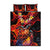 Hawaiian Turtle with Volcanic Eruption Quilt Bed Set Hibiscus Lei and Lava Flow an Abstract Texture