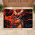 Hawaiian Turtle with Volcanic Eruption Rubber Doormat Hibiscus Lei and Lava Flow an Abstract Texture