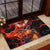 Hawaiian Turtle with Volcanic Eruption Rubber Doormat Hibiscus Lei and Lava Flow an Abstract Texture