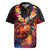 Hawaiian Turtle with Volcanic Eruption Rugby Jersey Hibiscus Lei and Lava Flow an Abstract Texture