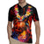 Hawaiian Turtle with Volcanic Eruption Rugby Jersey Hibiscus Lei and Lava Flow an Abstract Texture