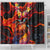 Hawaiian Turtle with Volcanic Eruption Shower Curtain Hibiscus Lei and Lava Flow an Abstract Texture