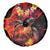 Hawaiian Turtle with Volcanic Eruption Spare Tire Cover Hibiscus Lei and Lava Flow an Abstract Texture