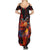 Hawaiian Turtle with Volcanic Eruption Summer Maxi Dress Hibiscus Lei and Lava Flow an Abstract Texture