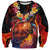 Hawaiian Turtle with Volcanic Eruption Sweatshirt Hibiscus Lei and Lava Flow an Abstract Texture