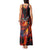 Hawaiian Turtle with Volcanic Eruption Tank Maxi Dress Hibiscus Lei and Lava Flow an Abstract Texture