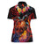 Hawaiian Turtle with Volcanic Eruption Women Polo Shirt Hibiscus Lei and Lava Flow an Abstract Texture