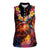 Hawaiian Turtle with Volcanic Eruption Women Sleeveless Polo Shirt Hibiscus Lei and Lava Flow an Abstract Texture