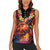 Hawaiian Turtle with Volcanic Eruption Women Sleeveless Polo Shirt Hibiscus Lei and Lava Flow an Abstract Texture