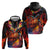 Hawaiian Turtle with Volcanic Eruption Zip Hoodie Hibiscus Lei and Lava Flow an Abstract Texture