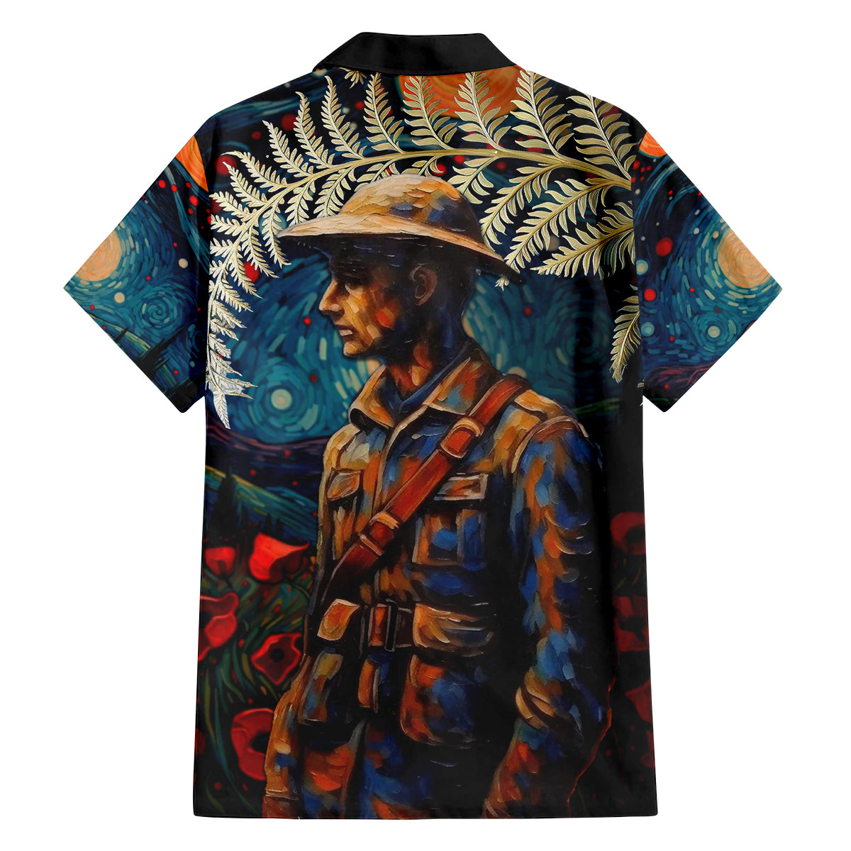 New Zealand Soldier ANZAC Day Family Matching Off Shoulder Maxi Dress and Hawaiian Shirt Silver Fern Starry Night Style LT03 - Polynesian Pride
