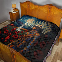 New Zealand Soldier ANZAC Day Quilt Silver Fern Starry Night Style LT03 - Polynesian Pride
