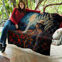 New Zealand Soldier ANZAC Day Quilt Silver Fern Starry Night Style LT03 - Polynesian Pride