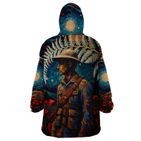 New Zealand Soldier ANZAC Day Wearable Blanket Hoodie Silver Fern Starry Night Style LT03 - Polynesian Pride