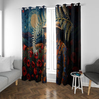New Zealand Soldier ANZAC Day Window Curtain Silver Fern Starry Night Style LT03 With Grommets Blue - Polynesian Pride