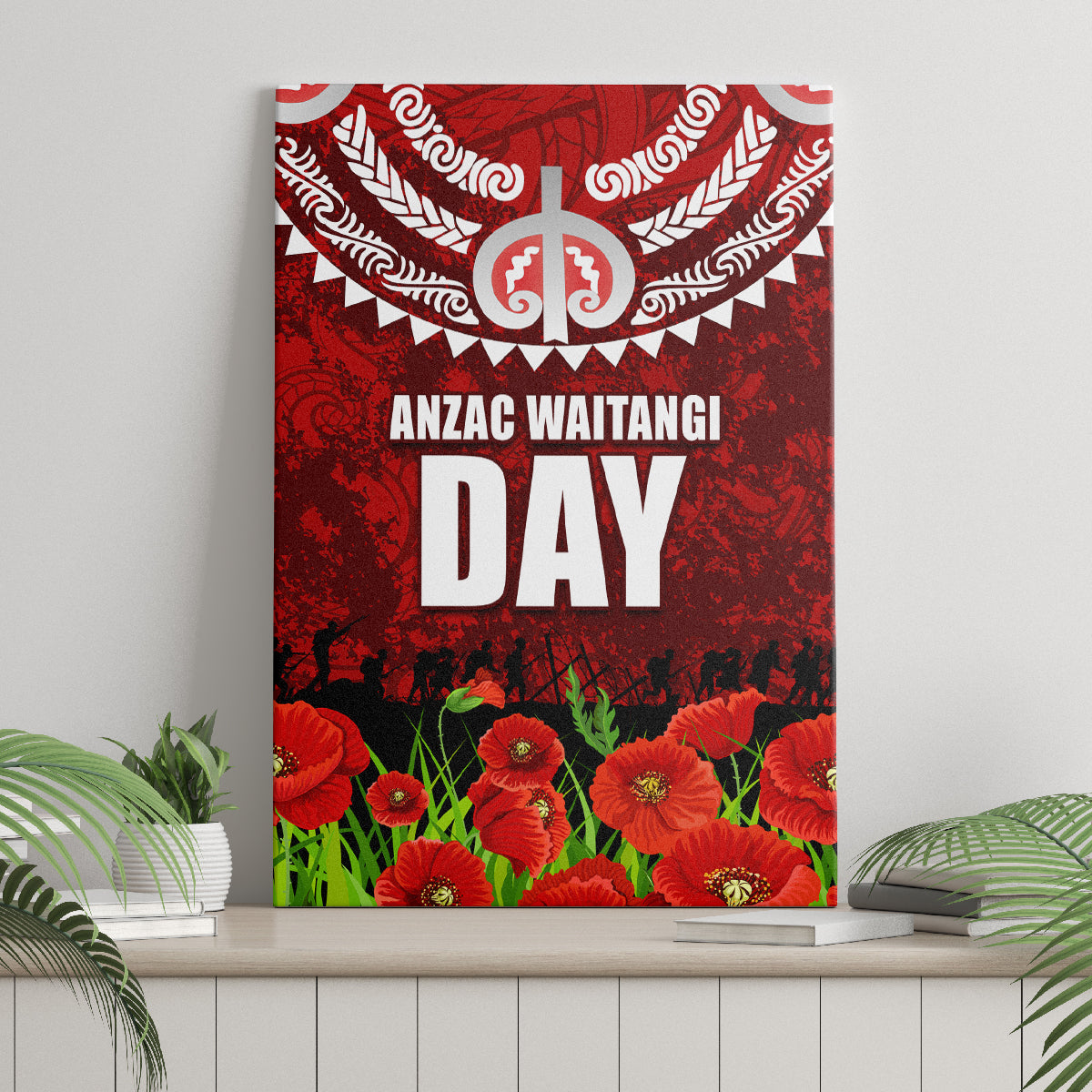 New Zealand ANZAC Waitangi Day Canvas Wall Art Hei Tiki and Soldier LT03 - Polynesian Pride