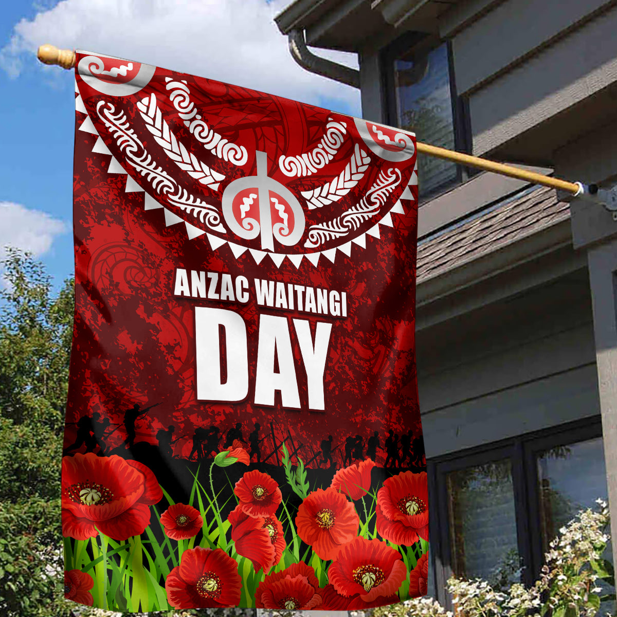 New Zealand ANZAC Waitangi Day Garden Flag Hei Tiki and Soldier LT03 - Polynesian Pride