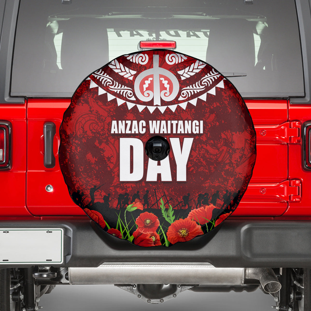 New Zealand ANZAC Waitangi Day Spare Tire Cover Hei Tiki and Soldier LT03 - Polynesian Pride