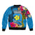 Palau Independence Day Bomber Jacket 1st October 30th Anniversary Polynesian Jungle Flower