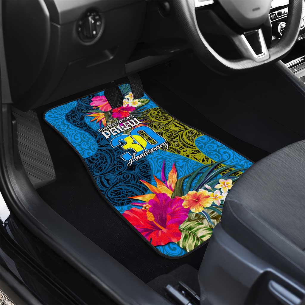 Palau Independence Day Car Mats 1st October 30th Anniversary Polynesian Jungle Flower