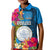 Palau Independence Day Kid Polo Shirt 1st October 30th Anniversary Polynesian Jungle Flower