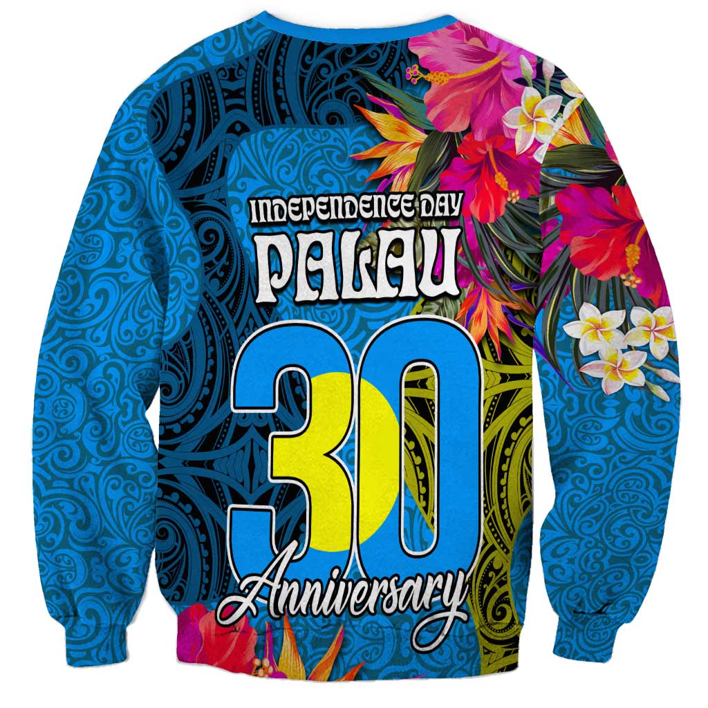 Palau Independence Day Sweatshirt 1st October 30th Anniversary Polynesian Jungle Flower