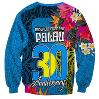 Palau Independence Day Sweatshirt 1st October 30th Anniversary Polynesian Jungle Flower