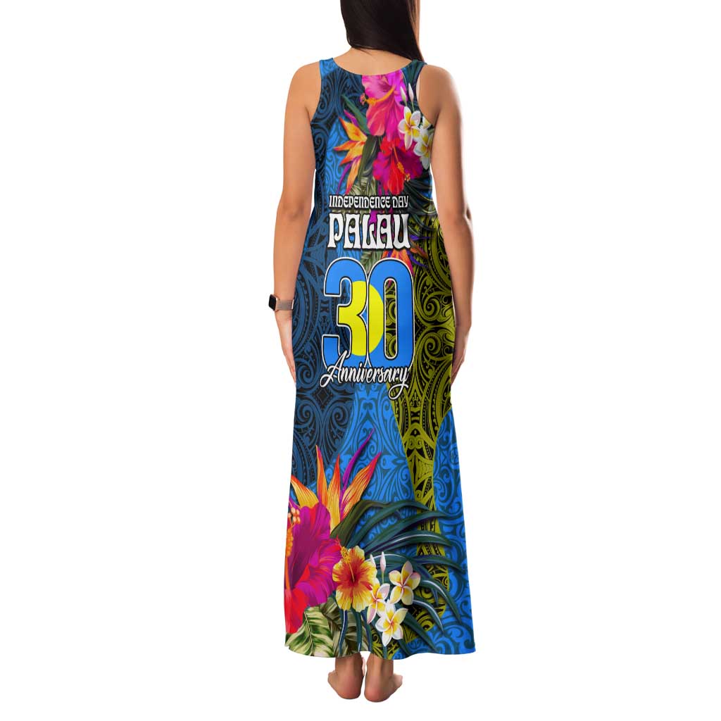 Palau Independence Day Tank Maxi Dress 1st October 30th Anniversary Polynesian Jungle Flower