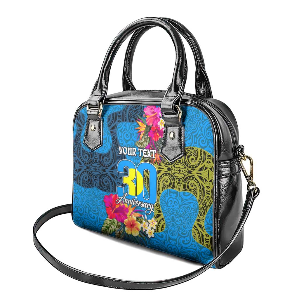 Personalised Palau Independence Day Shoulder Handbag 1st October 30th Anniversary Polynesian Jungle Flower