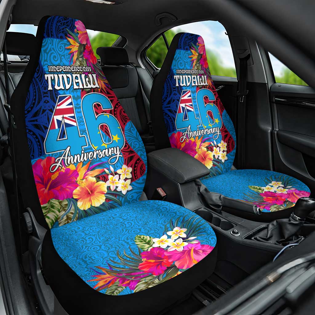 Tuvalu Independence Day Car Seat Cover 1st October 46th Anniversary Polynesian Jungle Flower