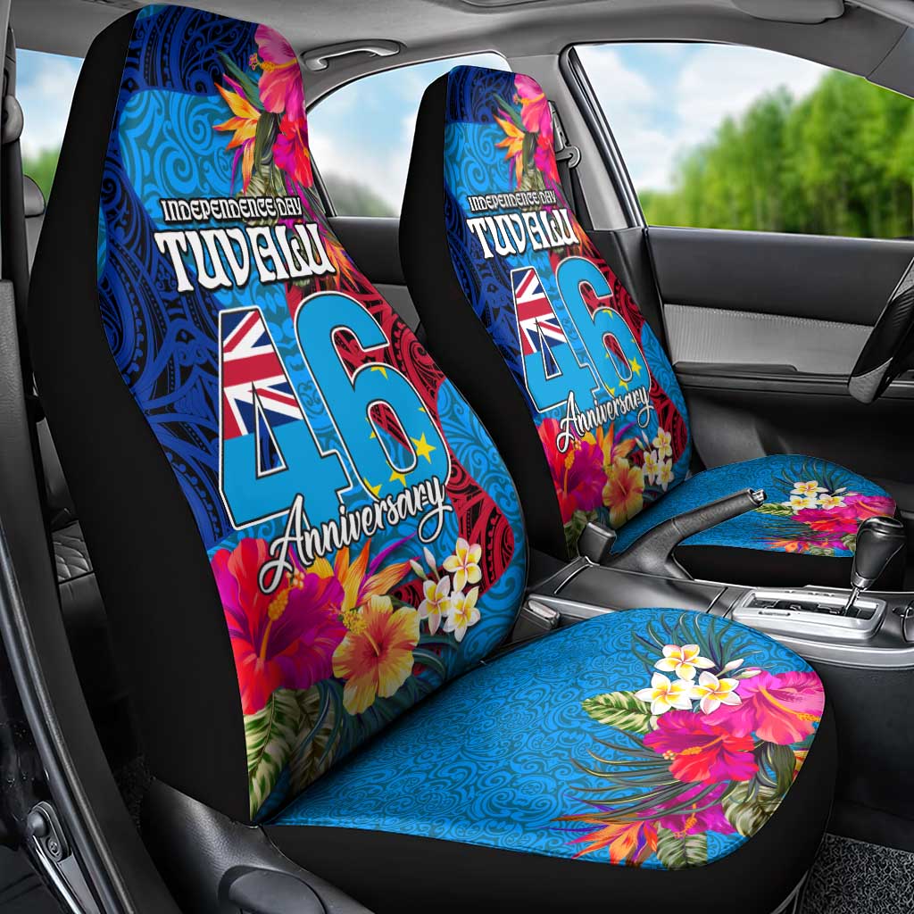 Tuvalu Independence Day Car Seat Cover 1st October 46th Anniversary Polynesian Jungle Flower LT03 - Polynesian Pride