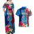 Tuvalu Independence Day Couples Matching Off Shoulder Maxi Dress and Hawaiian Shirt 1st October 46th Anniversary Polynesian Jungle Flower