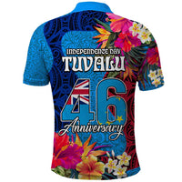 Tuvalu Independence Day Polo Shirt 1st October 46th Anniversary Polynesian Jungle Flower