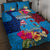 Tuvalu Independence Day Quilt Bed Set 1st October 46th Anniversary Polynesian Jungle Flower