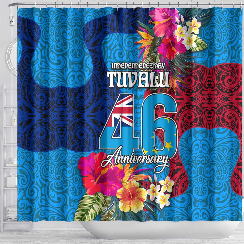 Tuvalu Independence Day Shower Curtain 1st October 46th Anniversary Polynesian Jungle Flower