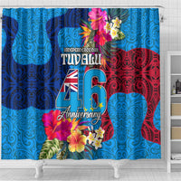 Tuvalu Independence Day Shower Curtain 1st October 46th Anniversary Polynesian Jungle Flower