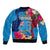 Tuvalu Independence Day Sleeve Zip Bomber Jacket 1st October 46th Anniversary Polynesian Jungle Flower