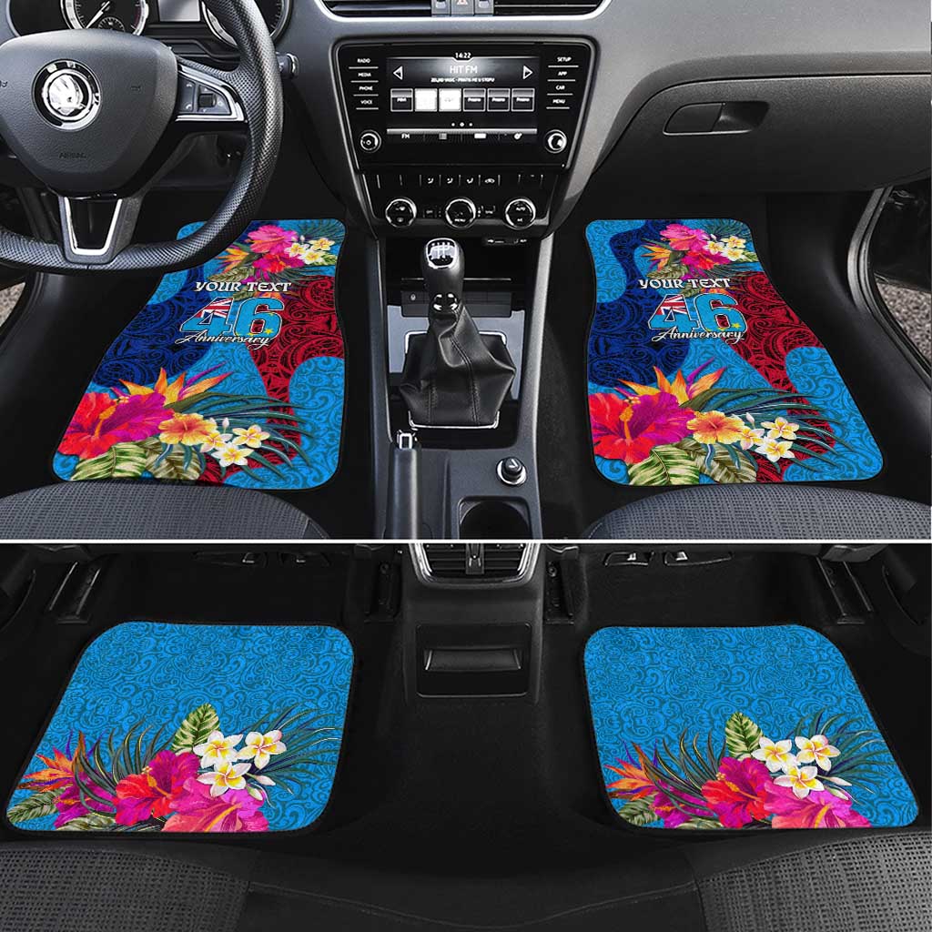 Personalised Tuvalu Independence Day Car Mats 1st October 46th Anniversary Polynesian Jungle Flower