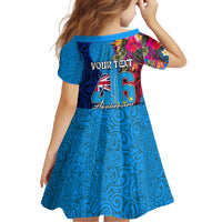 Personalised Tuvalu Independence Day Family Matching Long Sleeve Bodycon Dress and Hawaiian Shirt 1st October 46th Anniversary Polynesian Jungle Flower LT03 - Polynesian Pride