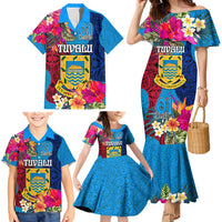 Personalised Tuvalu Independence Day Family Matching Mermaid Dress and Hawaiian Shirt 1st October 46th Anniversary Polynesian Jungle Flower LT03 - Polynesian Pride