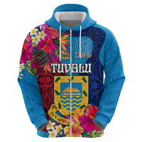 Personalised Tuvalu Independence Day Hoodie 1st October 46th Anniversary Polynesian Jungle Flower