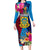 Personalised Tuvalu Independence Day Long Sleeve Bodycon Dress 1st October 46th Anniversary Polynesian Jungle Flower