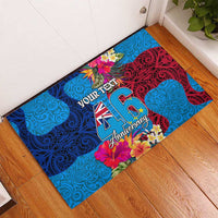 Personalised Tuvalu Independence Day Rubber Doormat 1st October 46th Anniversary Polynesian Jungle Flower