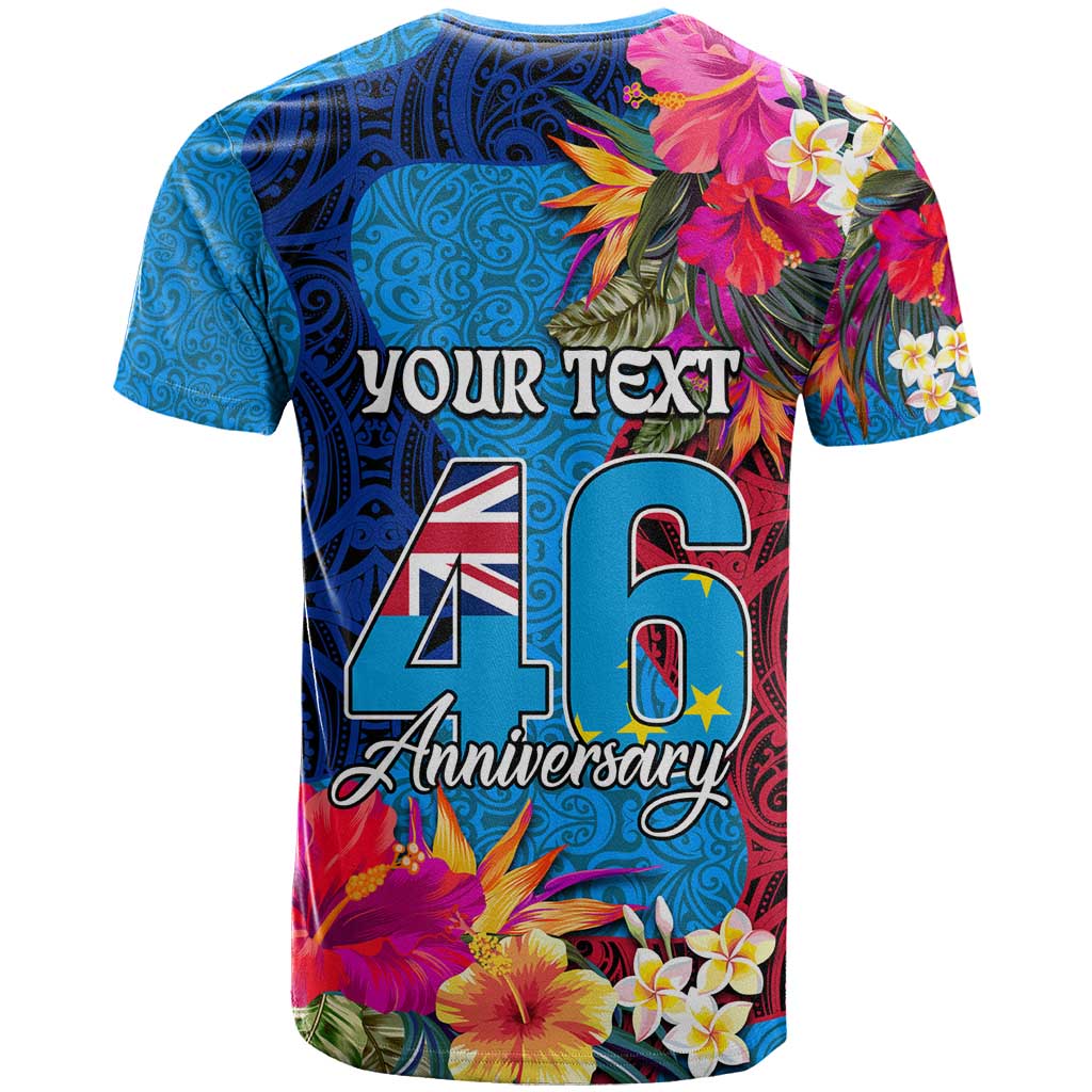 Personalised Tuvalu Independence Day T Shirt 1st October 46th Anniversary Polynesian Jungle Flower