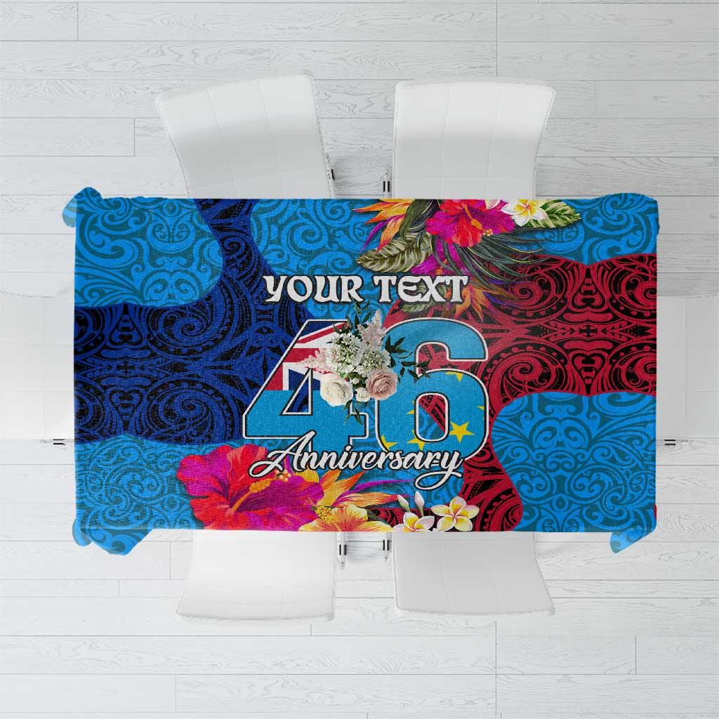 Personalised Tuvalu Independence Day Tablecloth 1st October 46th Anniversary Polynesian Jungle Flower