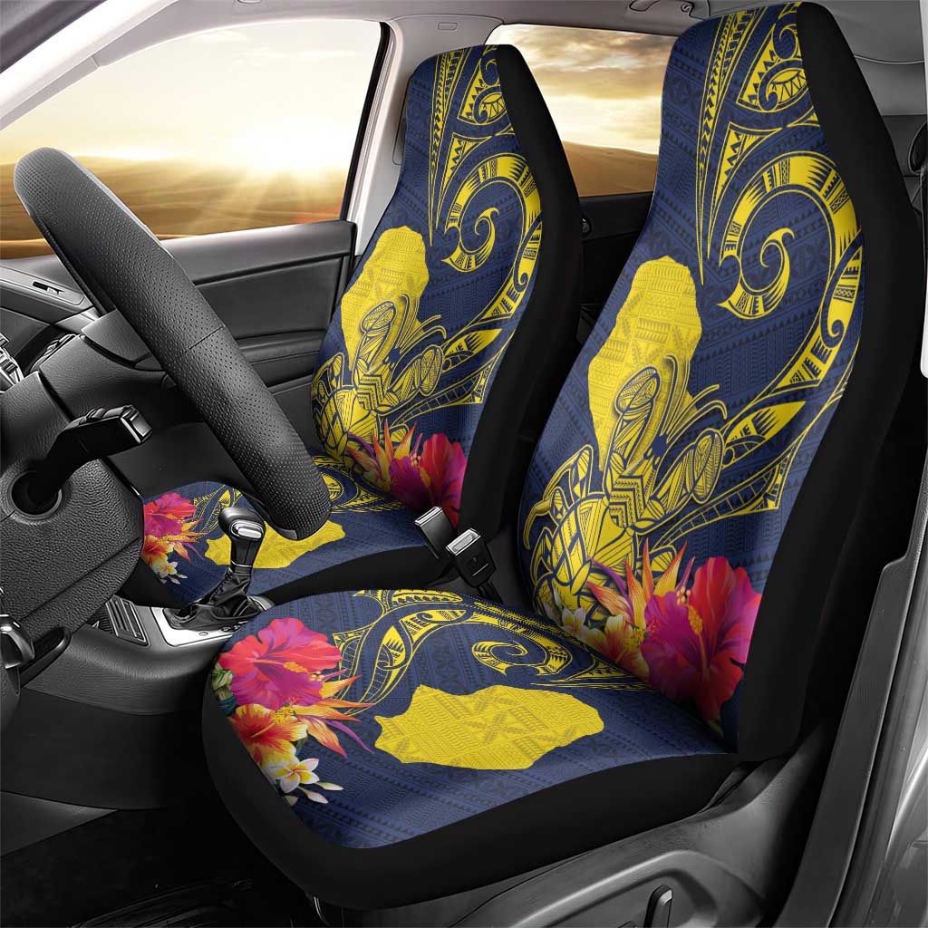Niue Independence Day Car Seat Cover Hiapo Pattern Hibiscus Plumeria and Uga