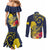 Niue Independence Day Couples Matching Mermaid Dress and Long Sleeve Button Shirt Hiapo Pattern Hibiscus Plumeria and Uga