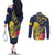 Niue Independence Day Couples Matching Off The Shoulder Long Sleeve Dress and Long Sleeve Button Shirt Hiapo Pattern Hibiscus Plumeria and Uga