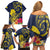 Niue Independence Day Family Matching Off Shoulder Short Dress and Hawaiian Shirt Hiapo Pattern Hibiscus Plumeria and Uga