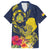 Niue Independence Day Family Matching Off Shoulder Short Dress and Hawaiian Shirt Hiapo Pattern Hibiscus Plumeria and Uga